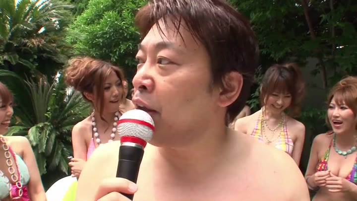 Japanese pool orgy with a lot of young chicks fucking around till they get their creampies