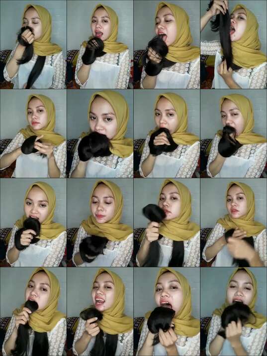 hijab cantik rambut panjang telanjang 1